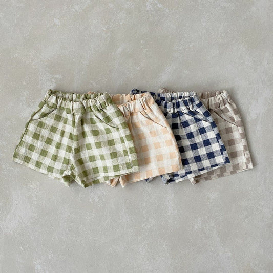 Plaid Cotton Shorts for Kids with Elasticated Waist - JAC