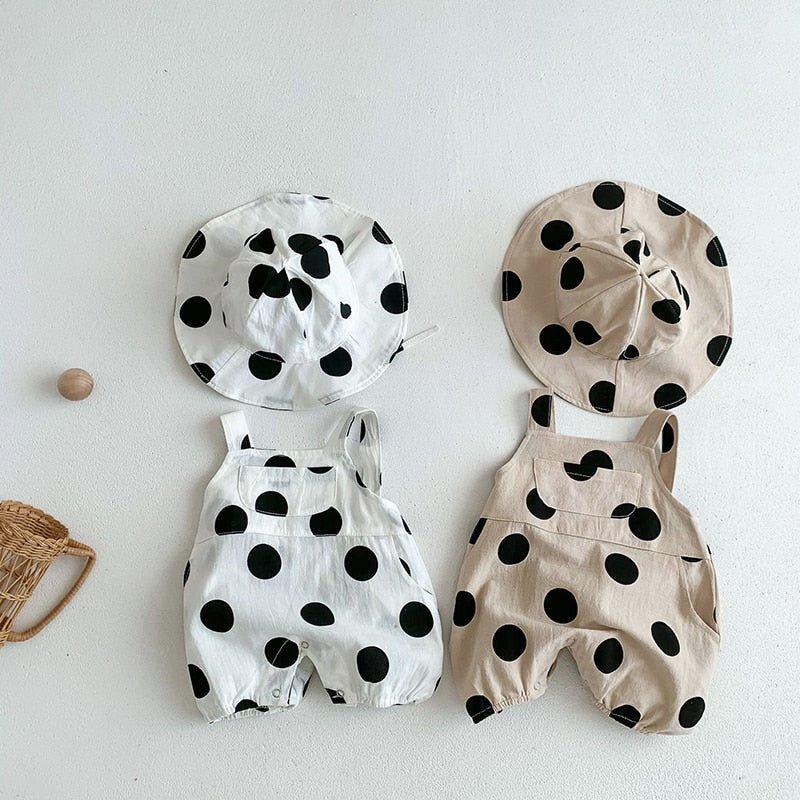 Polkadot Jumpsuit Set with Sun Hat for Girls - JAC