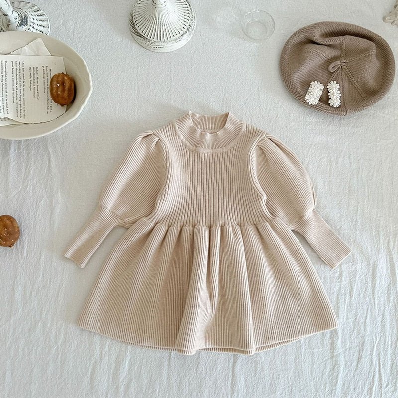 Puff Sleeved Knit Dress for Girls - JAC