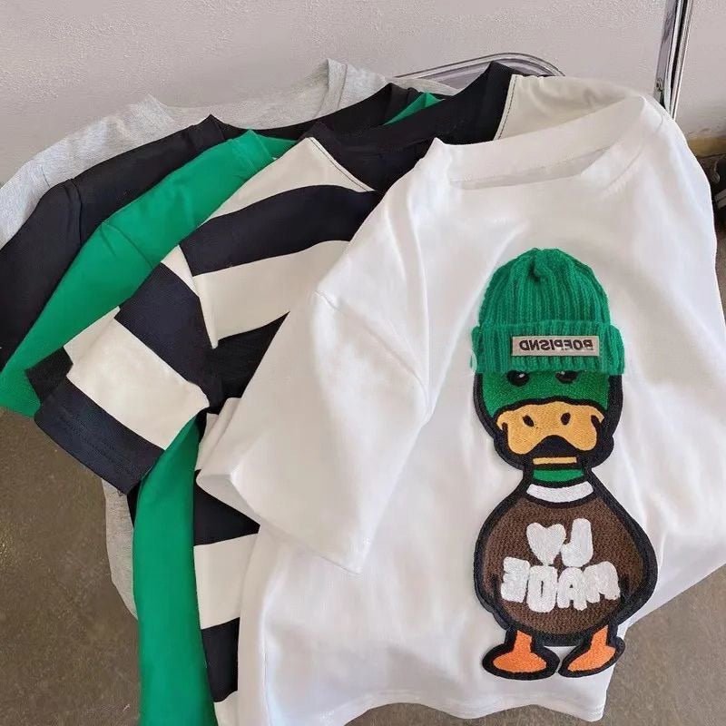 Quirky Duck Print Kids Oversized Tee - JAC