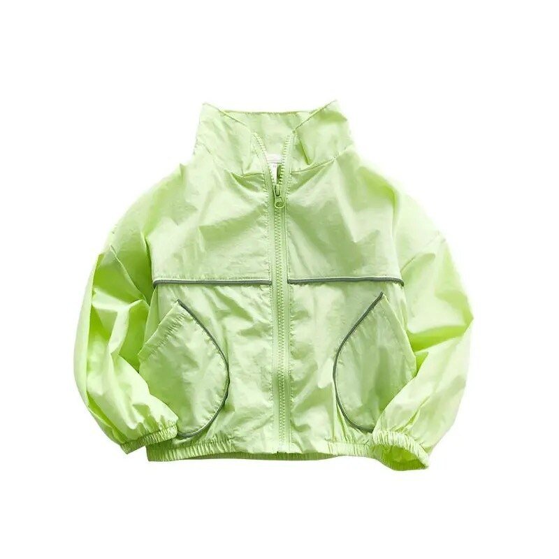 Reflective Green & White Kids Windbreaker Jacket - JAC