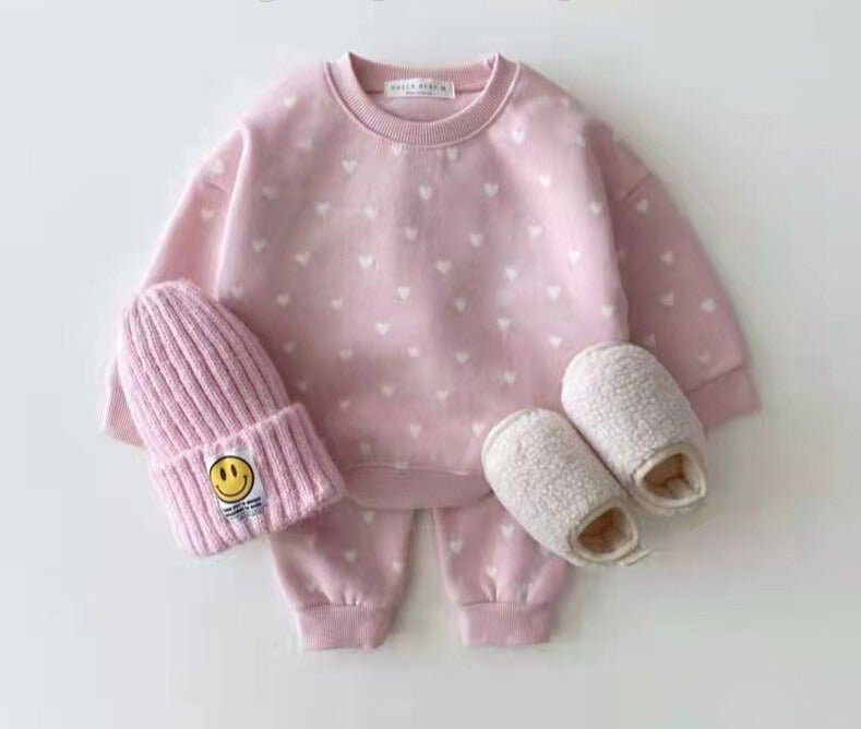 Rose Heart Cartoon Print Sweatshirt and Joggers Set - Kids Sizes 9M - 6Y - JAC