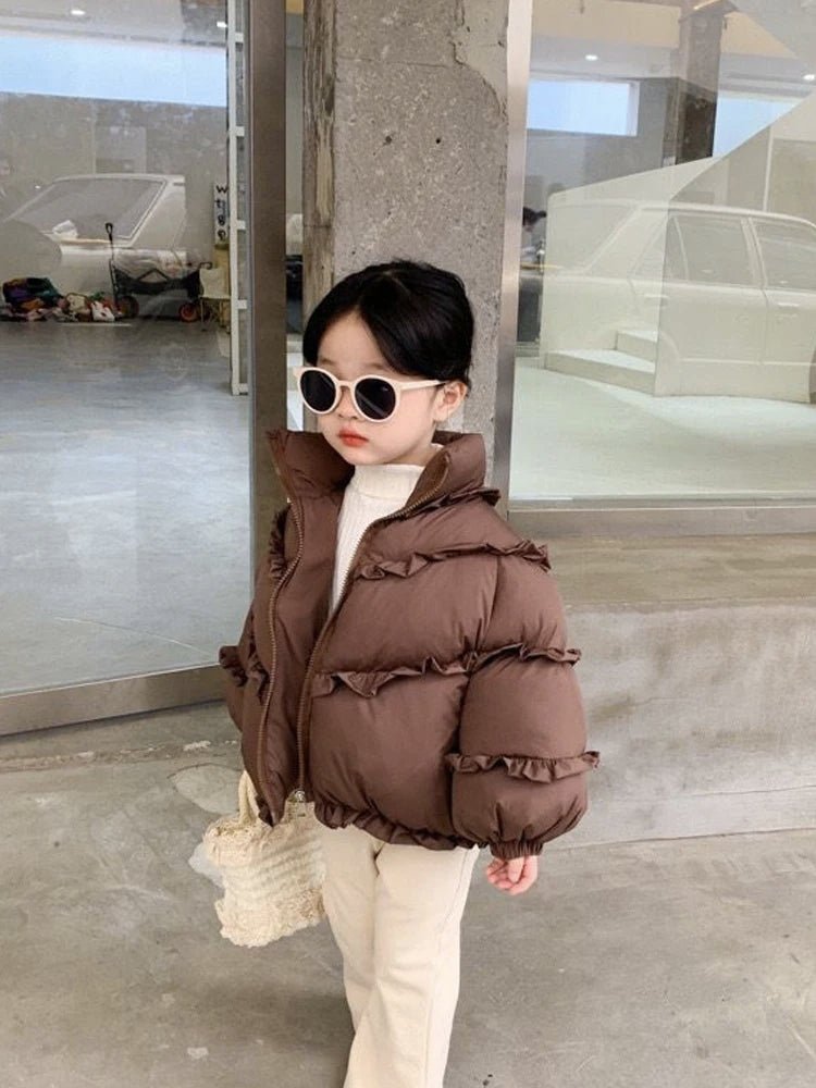 Ruffled Hooded Puffer Coat for Girls - JAC