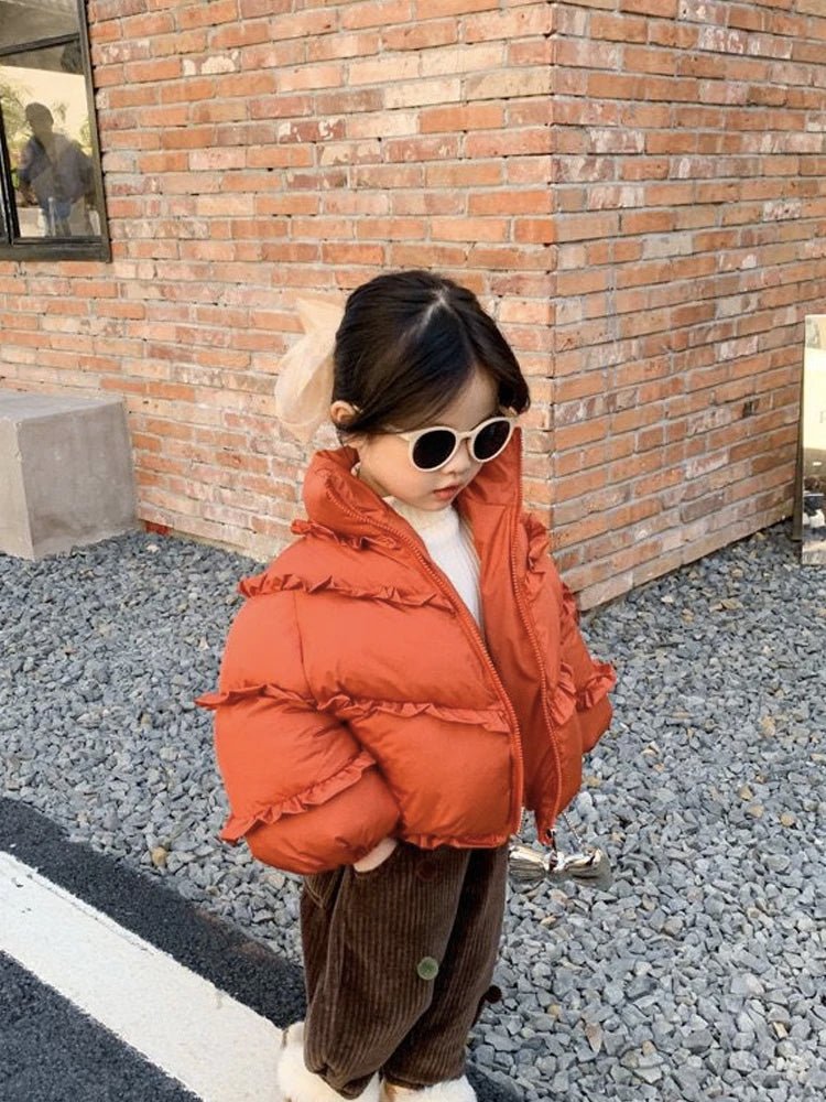 Ruffled Hooded Puffer Coat for Girls - JAC