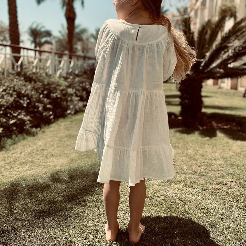 Ruffled Long Sleeve Cotton Dress - JAC