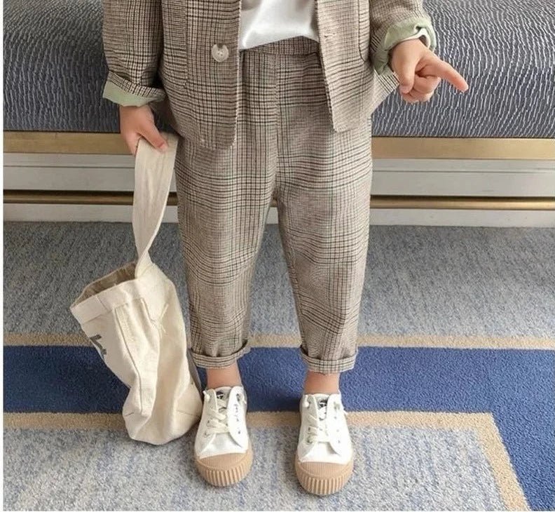 Smart Plaid Blazer and Slim Fit Trousers Set for Boys - JAC