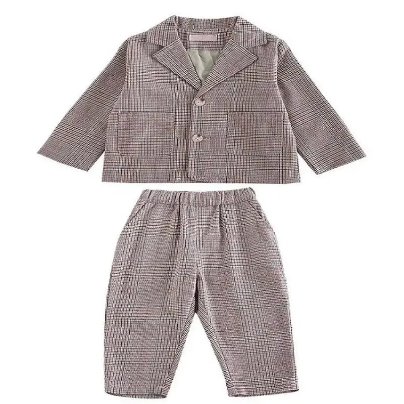 Smart Plaid Blazer and Slim Fit Trousers Set for Boys - JAC