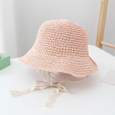 Straw Sun Hat with Bow - Cotton and Straw Blend - Size S/M - JAC