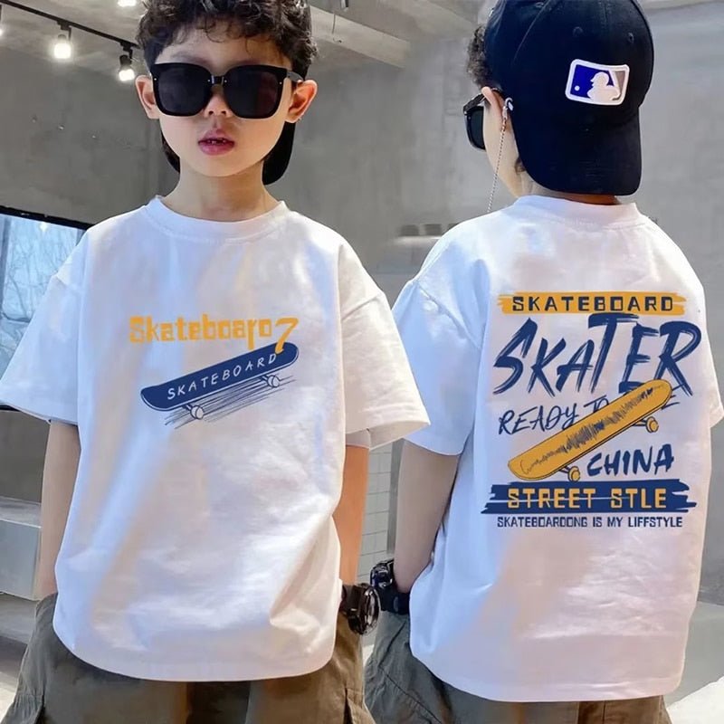 Street Style Cotton Kids T - Shirt with Letter Print - Short Sleeve Summer Tee for Boys and Girls - JAC