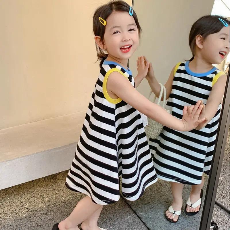 Striped Baggy Sleeveless Dress for Girls - JAC