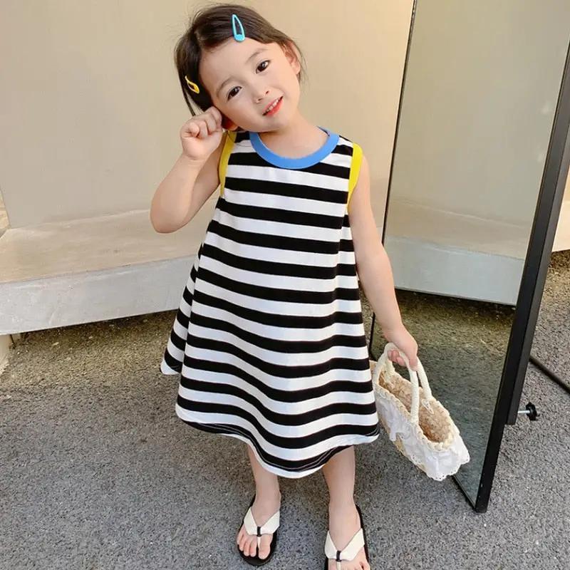 Striped Baggy Sleeveless Dress for Girls - JAC