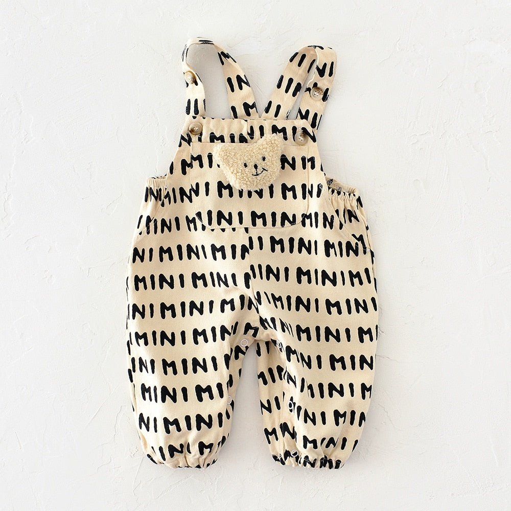 Striped Bear Overalls with Faux Fur Trim - JAC