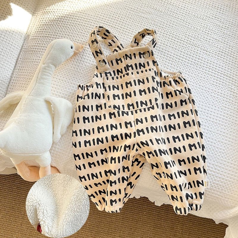 Striped Bear Overalls with Faux Fur Trim - JAC