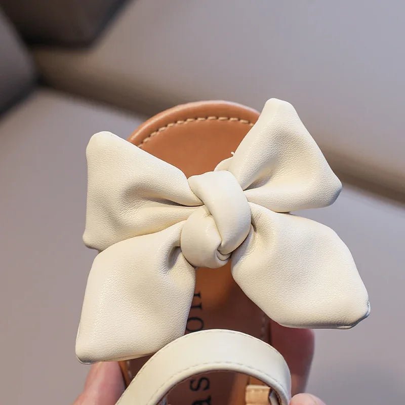 Summe Girl'sr Sandals Big Bowtie Pu Leather 21 - 30 Sweet Children Sliders Lovely Stylish Three Colors Flexiable Cute Kids Flats - JAC