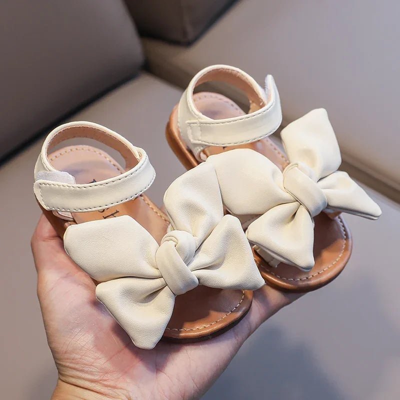 Summe Girl'sr Sandals Big Bowtie Pu Leather 21 - 30 Sweet Children Sliders Lovely Stylish Three Colors Flexiable Cute Kids Flats - JAC