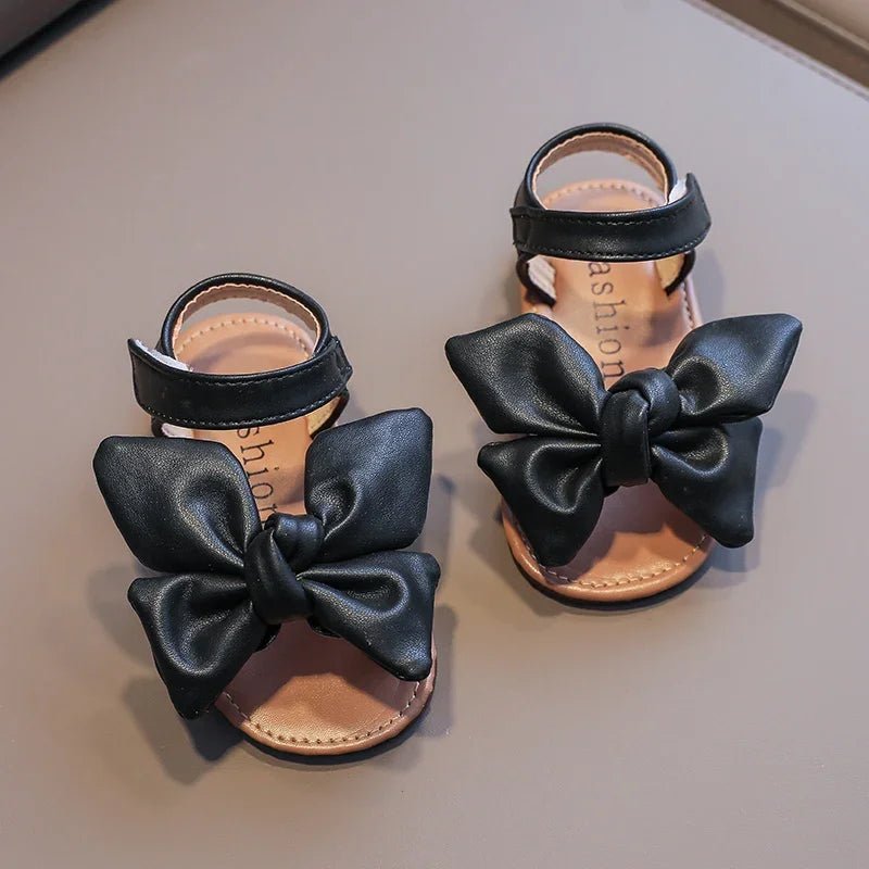 Summe Girl'sr Sandals Big Bowtie Pu Leather 21 - 30 Sweet Children Sliders Lovely Stylish Three Colors Flexiable Cute Kids Flats - JAC