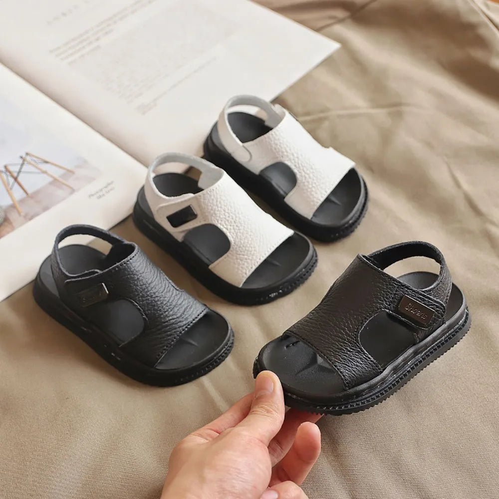 Summer Beach Sandals For Boys Korean Style 2024 Fashion Children Footwear PU Leather Anti - slippery Soft - soled Kid's Shoes - JAC