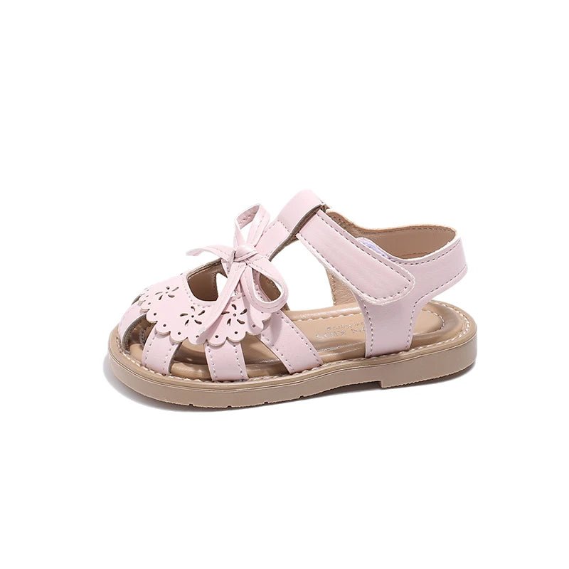 Summer Girls Flat Sandals Hollow Breathable Comfortable Upper Buckle Decoration Soft Bottom Non - slip Children's Shoes - JAC