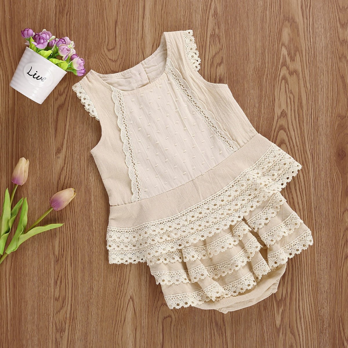 Sweet Lace Sleeveless Top and Layered Skort Set for Toddler Girls - JAC