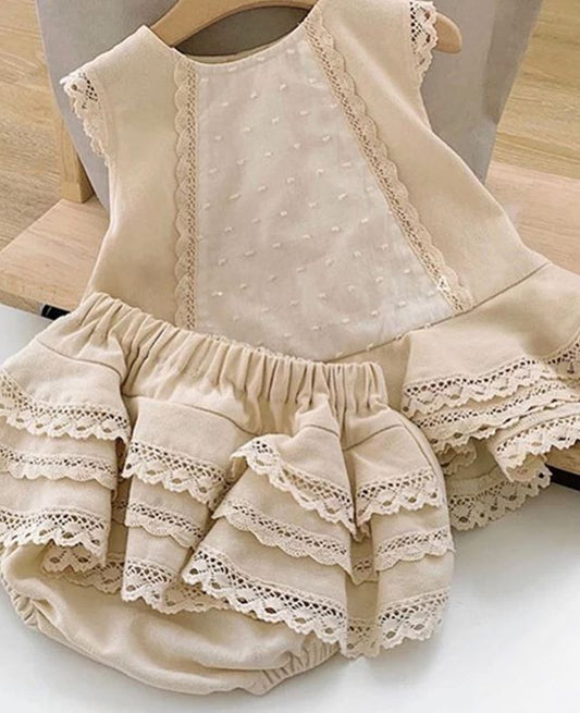 Sweet Lace Sleeveless Top and Layered Skort Set for Toddler Girls - JAC