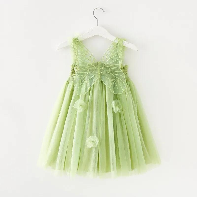 Sweet Princess Mesh Suspenders Baby Girl Dress with 3D Wings - JAC