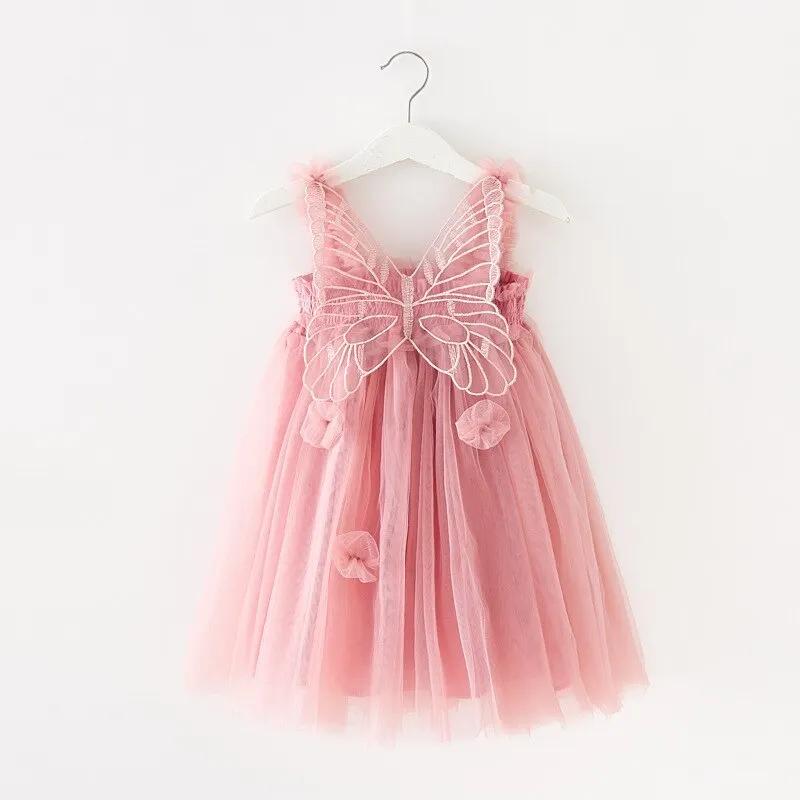 Sweet Princess Mesh Suspenders Baby Girl Dress with 3D Wings - JAC