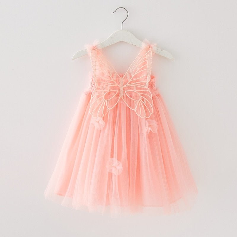 Sweet Princess Mesh Suspenders Baby Girl Dress with 3D Wings - JAC