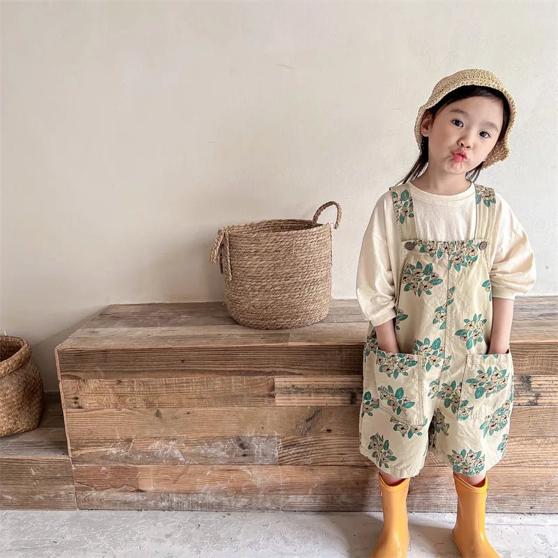 Unisex Floral Printed Cotton Dungarees - JAC