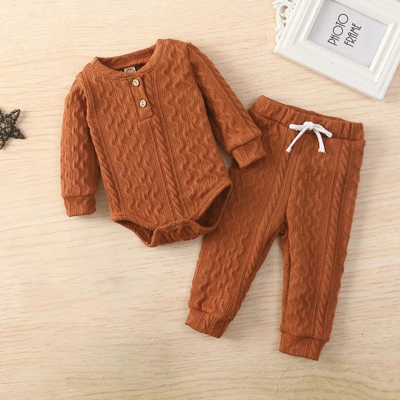 Winter Baby Cotton Outfit Set - Solid Color Toddler Suit for Boys - JAC