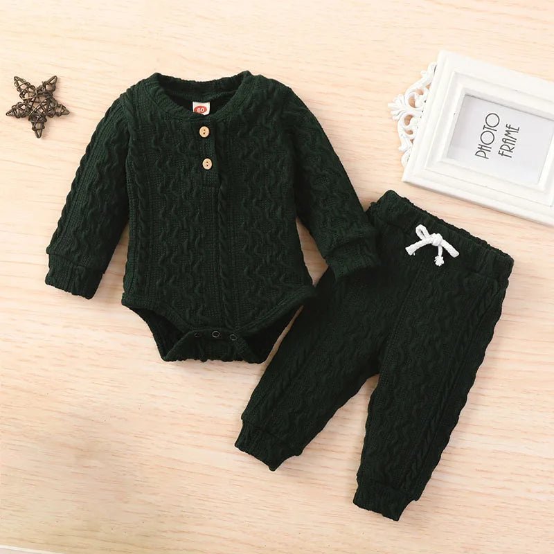 Winter Baby Cotton Outfit Set - Solid Color Toddler Suit for Boys - JAC