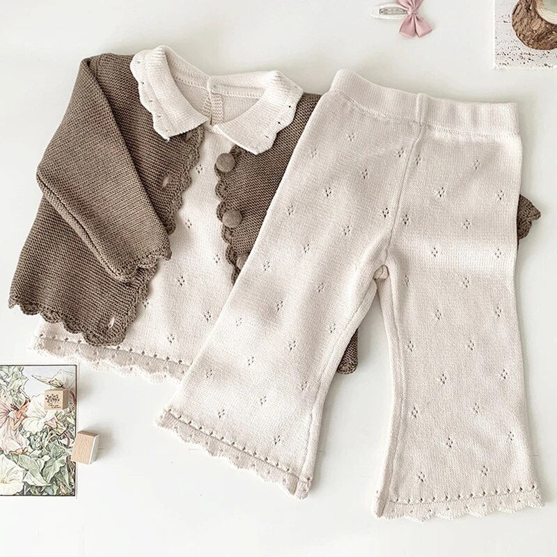 Winter Knit Baby Girls Sweater Set with Flare Pants - JAC