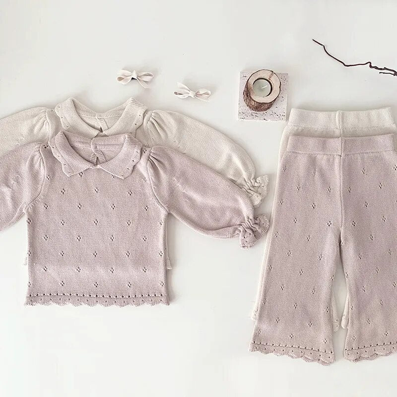 Winter Knit Baby Girls Sweater Set with Flare Pants - JAC