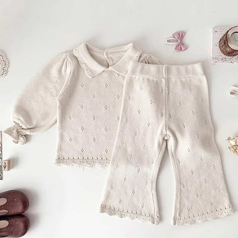 Winter Knit Baby Girls Sweater Set with Flare Pants - JAC