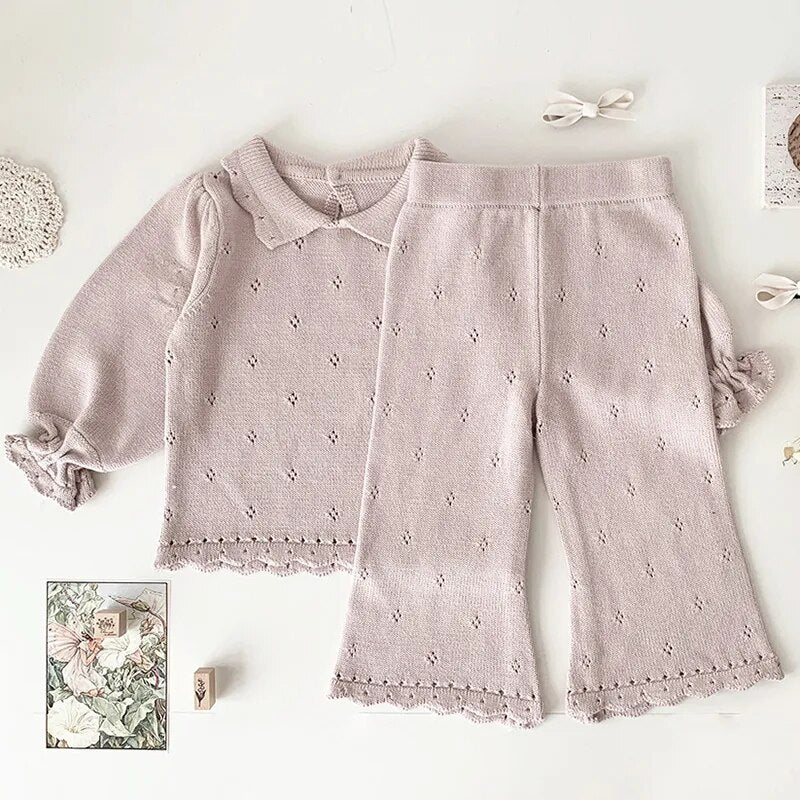 Winter Knit Baby Girls Sweater Set with Flare Pants - JAC