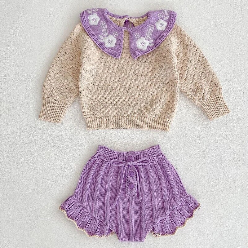 Winter Knit Baby Girls Sweater Set with Flare Pants - JAC