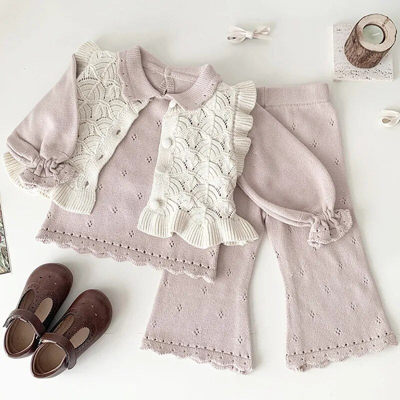 Winter Knit Baby Girls Sweater Set with Flare Pants - JAC