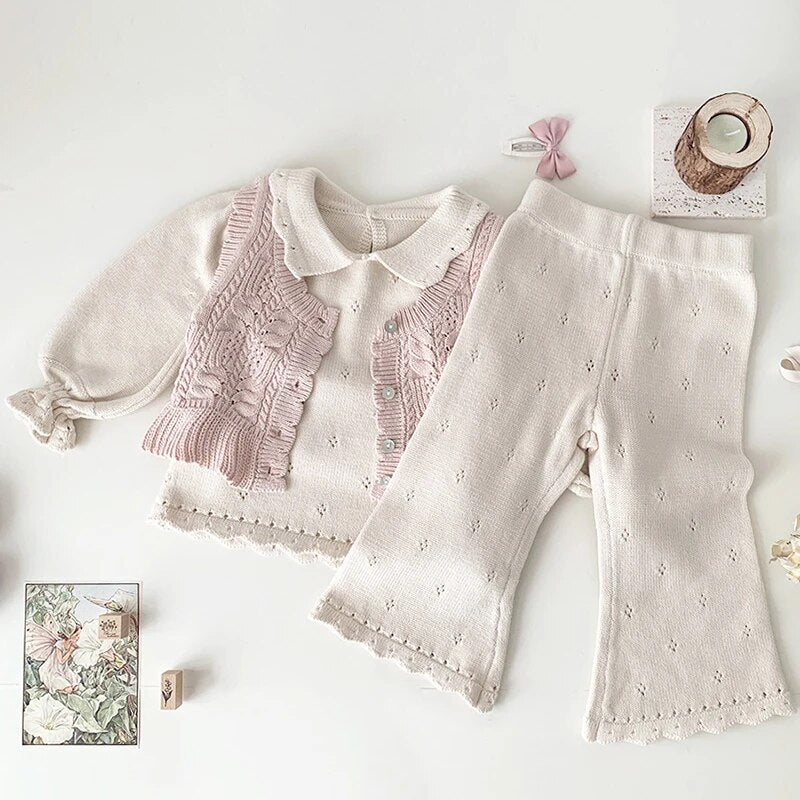 Winter Knit Baby Girls Sweater Set with Flare Pants - JAC