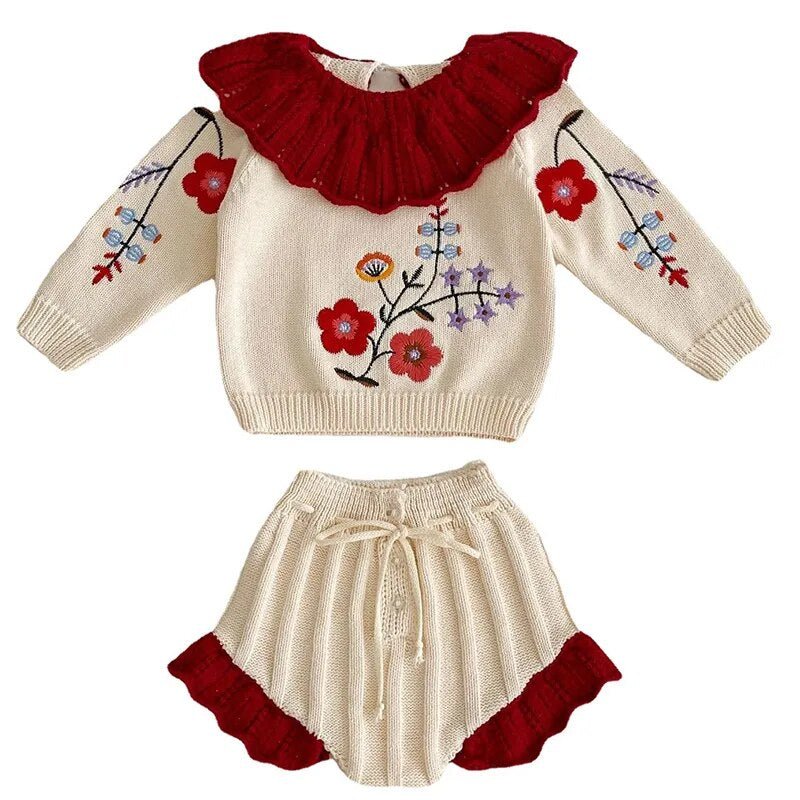 Winter Knit Baby Girls Sweater Set with Flare Pants - JAC