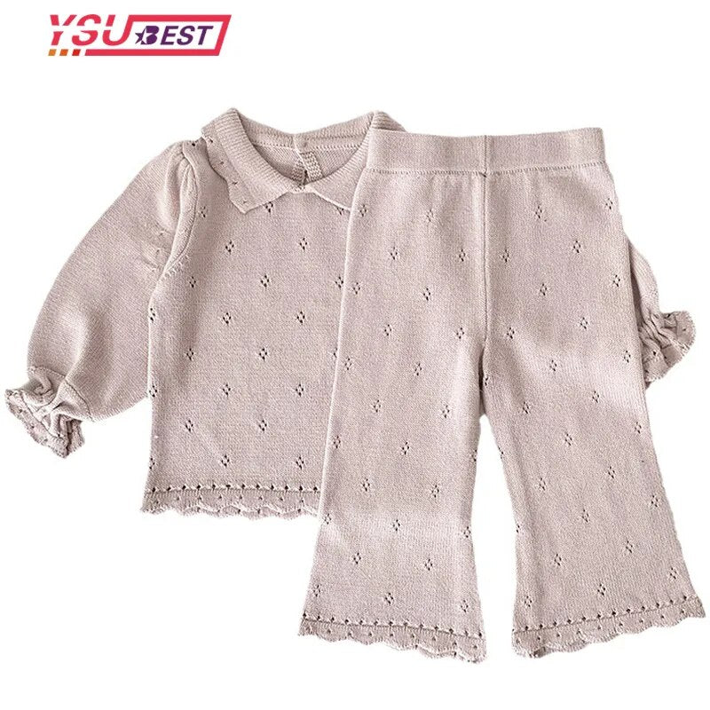 Winter Knit Baby Girls Sweater Set with Flare Pants - JAC