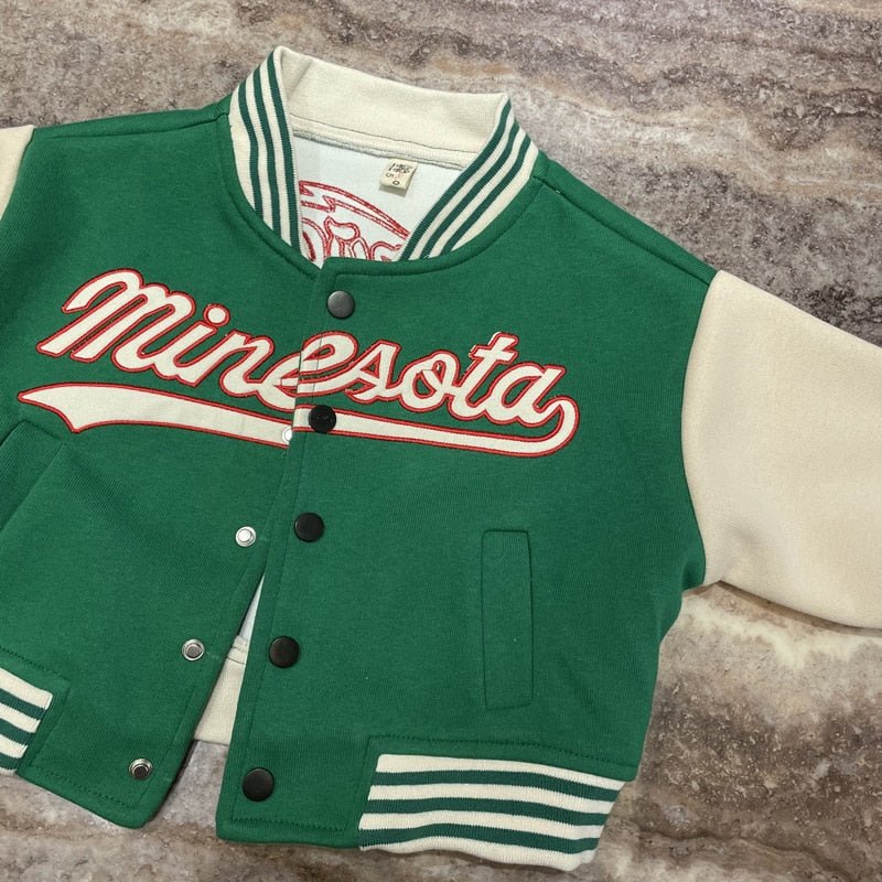 Youth Oversized Green & Black Baseball Jacket for Kids - JAC